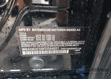 2015 BMW 535 Xi from USA, damaged, VIN WBA5B3C59FD544651